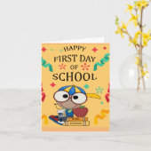 Erster Schultag erster Klasse Karte (Gelbe Blume)