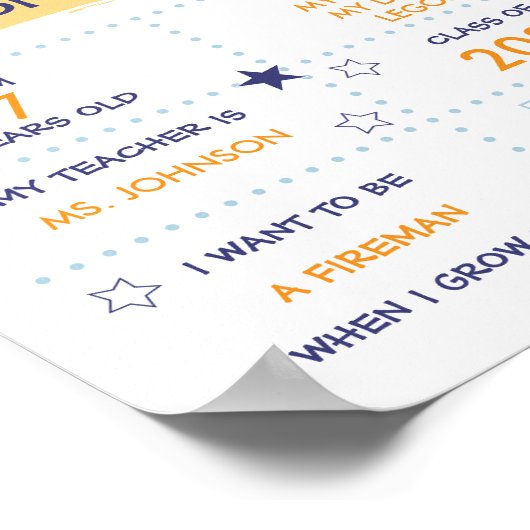 Erster Schultag für Jungen Poster (Ecke)