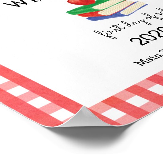 Erster Schultag Gingham Apple Poster (Ecke)