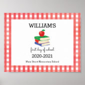 Erster Schultag Gingham Apple Poster (Vorne)