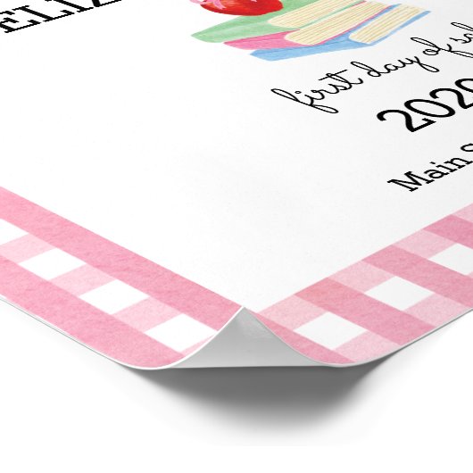 Erster Schultag Gingham Apple Poster (Ecke)