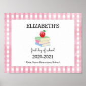 Erster Schultag Gingham Apple Poster (Vorne)