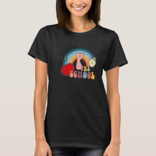 Erster Schultag Hallo Vorschule Regenbogen Rücken T-Shirt
