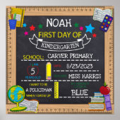 Erster Schultag in Blanks Chalkboard Poster (Vorne)