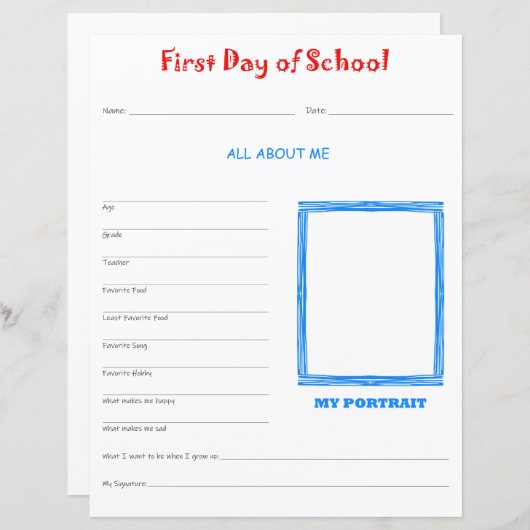 Erster Schultag - Interview Print (Vorne/Hinten)