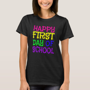 Erster Schultag  Lehrer Schüler Mutter Zurück In T-Shirt