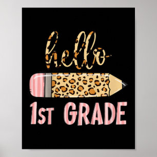 Erster Schultag Mädchen Zurück zur Schule Hallo Poster