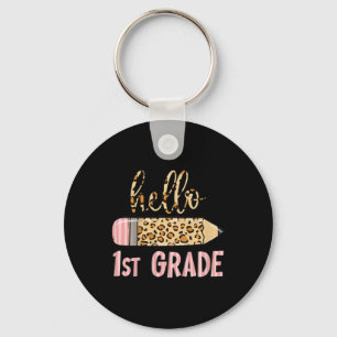 Erster Schultag Mädchen Zurück zur Schule Hallo Schlüsselanhänger