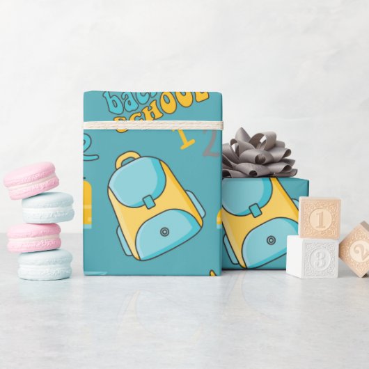 Erster Schultag - Nahtloses Umschlagpapier Geschenkpapier (Babyparty)
