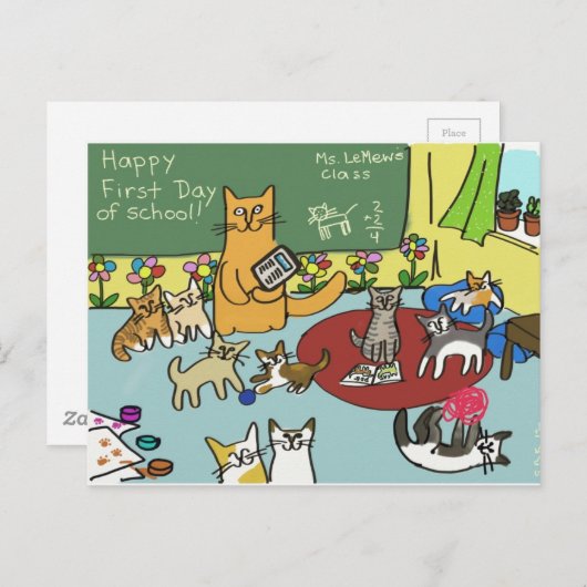 Erster Schultag Postkarte (Vorne/Hinten)