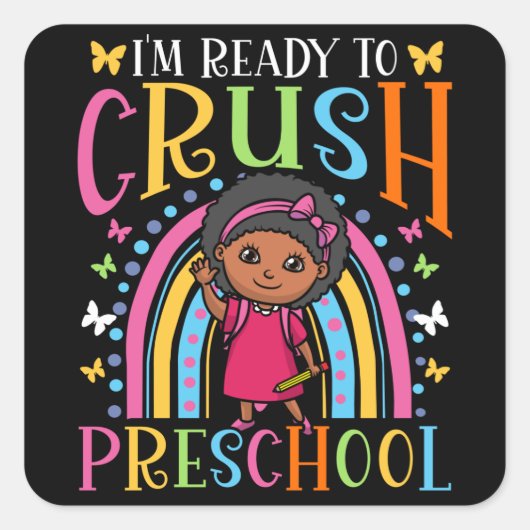 Erster Schultag Quadratischer Aufkleber (Vorderseite)