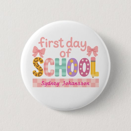 Erster Schultag Süß Zurück zur Schule Button (Vorderseite)