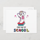 Erster Schultag Unicorn Postkarte (Vorne/Hinten)
