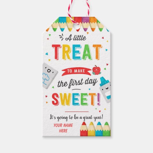 Erster Schultag Willkommen zurück zum Schulgeschen Geschenkanhänger (Vorderseite)