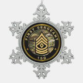 Erster Sergeant 1SG Schneeflocken Zinn-Ornament (Vorderseite)