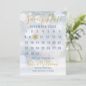 Erster Snowflakes-Kalender Save the Date (Stehend Vorderseite)