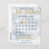 Erster Snowflakes-Kalender Save the Date Ankündigungspostkarte (Vorne/Hinten)