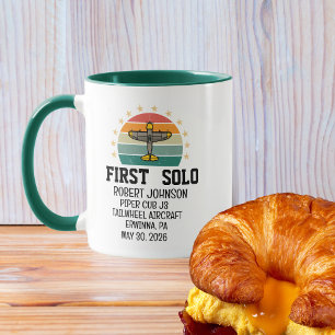 Erster Solo-Flugzeug PILOT, Retro, Personalisiert Tasse