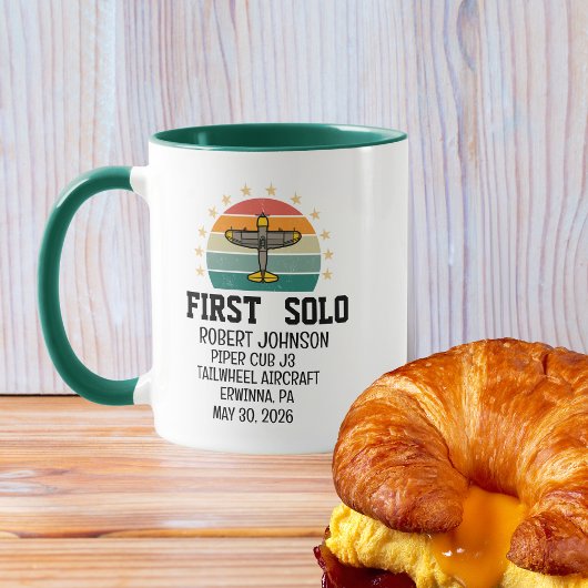 Erster Solo-Flugzeug PILOT, Retro, Personalisiert Tasse
