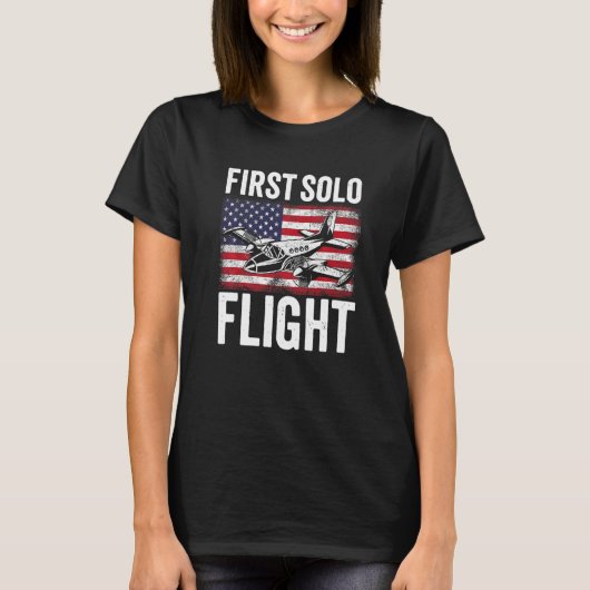 Erster Soloflug Flugzeug Flugzeug Pilot Flug T-Shirt (Vorderseite)
