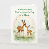 Erster St. Patrick's Day als Mutter Woodland Reh Karte (Vorderseite)