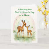 Erster St. Patrick's Day als Mutter Woodland Reh Karte (Gelbe Blume)