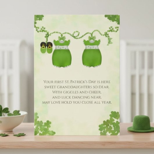 Erster St. Patrick's Day für Zwillings-Enkelinnen Karte