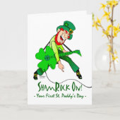 Erster St. Patrick's Day, Rock Star Leprechaun Karte (Gelbe Blume)