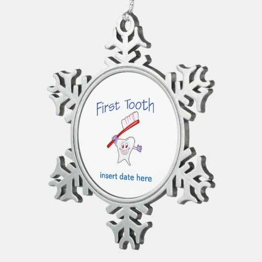Erster Stand Schneeflocken Zinn-Ornament (Rechts)