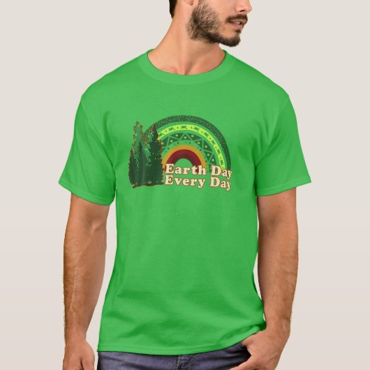 Erster Tag Alltägliches Regenbogenbaumdesign T-Shirt (Vorderseite)