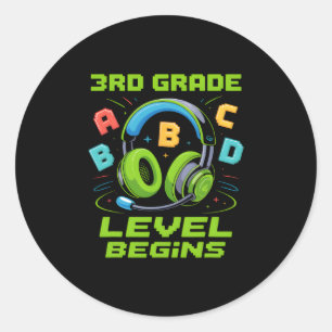 Erster Tag der 3. Klasse beginnt Shirt Gamer Junge Runder Aufkleber