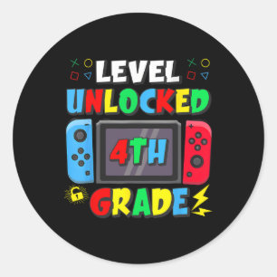 Erster Tag der 4. Klasse Level freigeschaltetes Sp Runder Aufkleber