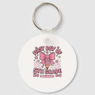 Erster Tag der 5. Klasse rosa Stift Mädchen hinten Schlüsselanhänger