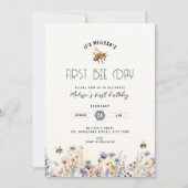 Erster Tag der Biene - Blütenhonig 1. Geburtstag Einladung (Vorderseite)