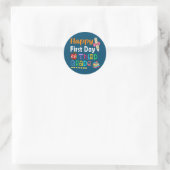 Erster Tag der dritten Klasse des Lehrers Runder Aufkleber (Tasche)