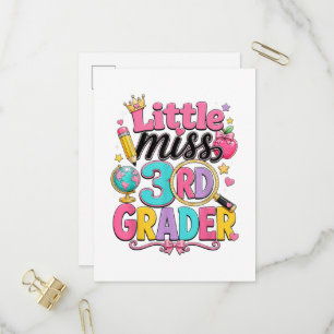 Erster Tag der dritten kleinen Miss 3. Klasse Einladungspostkarte