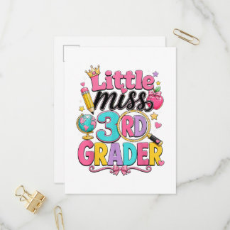 Erster Tag der dritten kleinen Miss 3. Klasse Einladungspostkarte