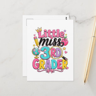 Erster Tag der dritten kleinen Miss 3. Klasse Postkarte