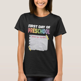 Erster Tag der PreSchool unterschreiben mein Shirt