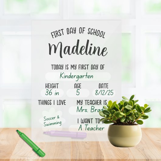 Erster Tag der Schule Acrylschild