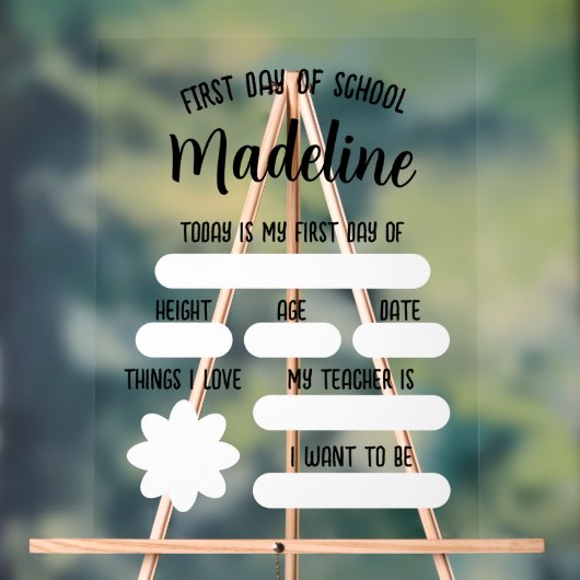 Erster Tag der Schule Acrylschild (Neutral)