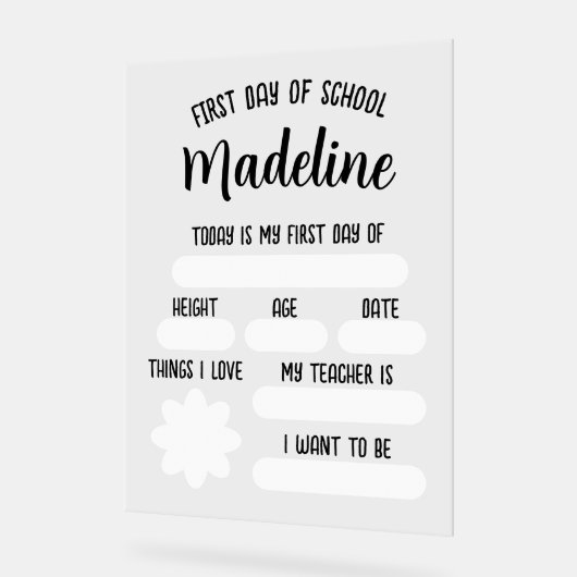 Erster Tag der Schule Acrylschild (Winkel)