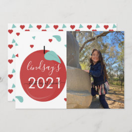 Erster Tag der Schule Apple Red Script Foto Card Einladung