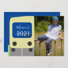 Erster Tag der Schule Bus Gelbe Skriptkarte Einladung