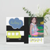 Erster Tag der Schule Bus Road Script Foto-Karte Einladung (Stehend Vorderseite)