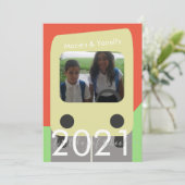 Erster Tag der Schule Bus Script Bruder Schwester Einladung (Stehend Vorderseite)