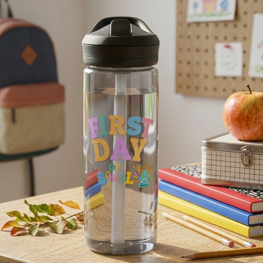 Erster Tag der Schule Wasser Flasche mit Namen