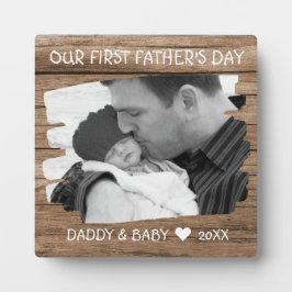 Erster Tag der Väter New Dad Baby Foto Rustikales  Fotoplatte