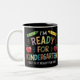 Erster Tag der Vorschule für Kinder, lustiger Rück Zweifarbige Tasse