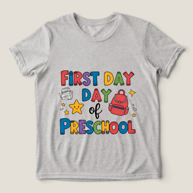 Erster Tag der Vorschule Tri-Blend Shirt (Design Vorderseite)